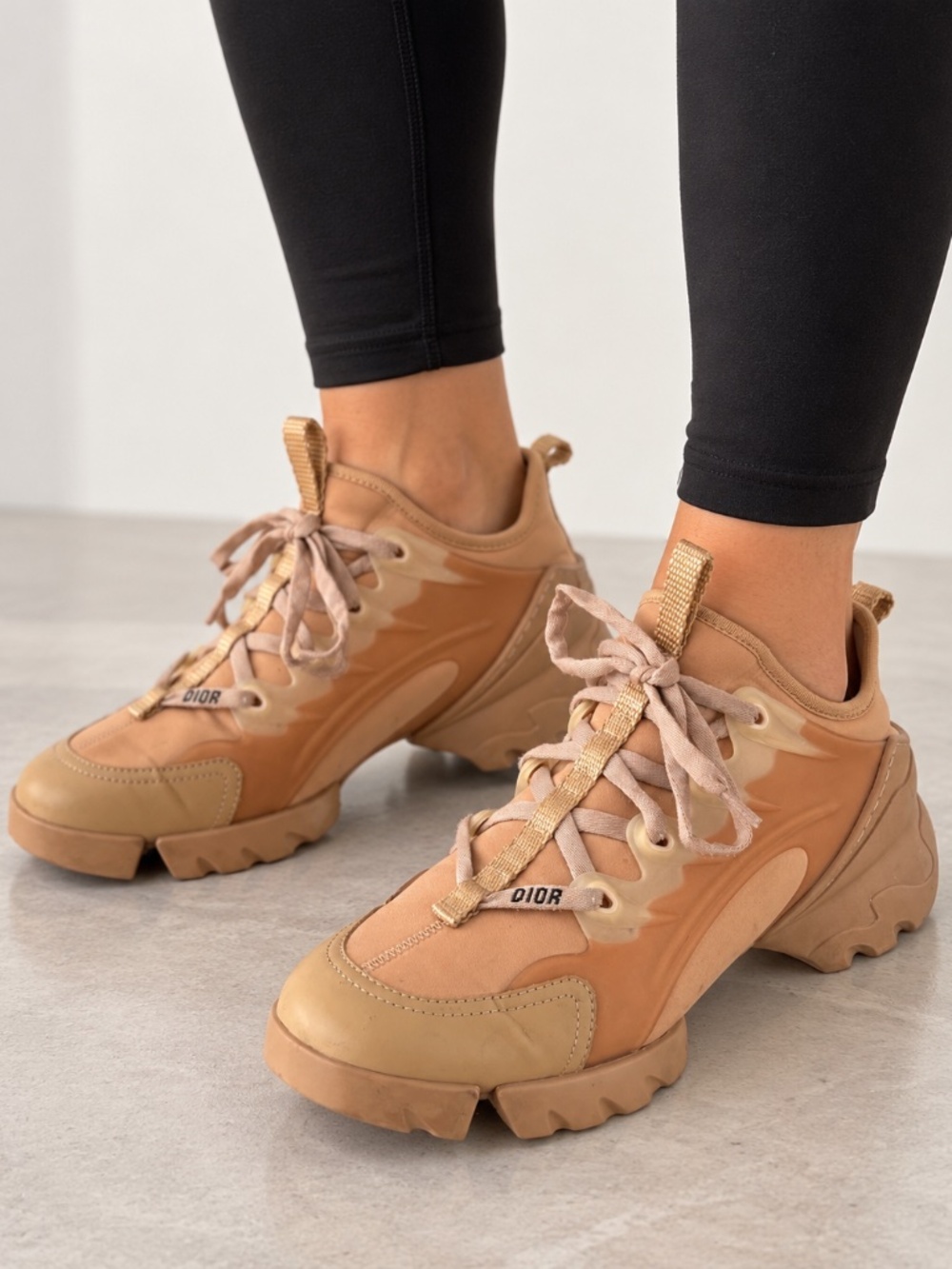 Dior D - Connect Sneakers in Nude Technical Fabric - Size 39